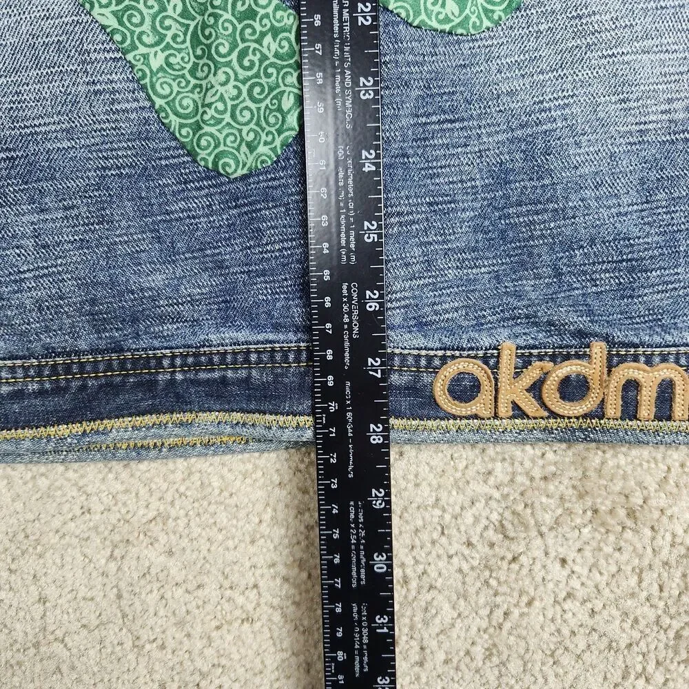 Akademiks Jean Jacket Mens Medium Blue Denim Button Up Long Sleeve Y2K Hiphop
